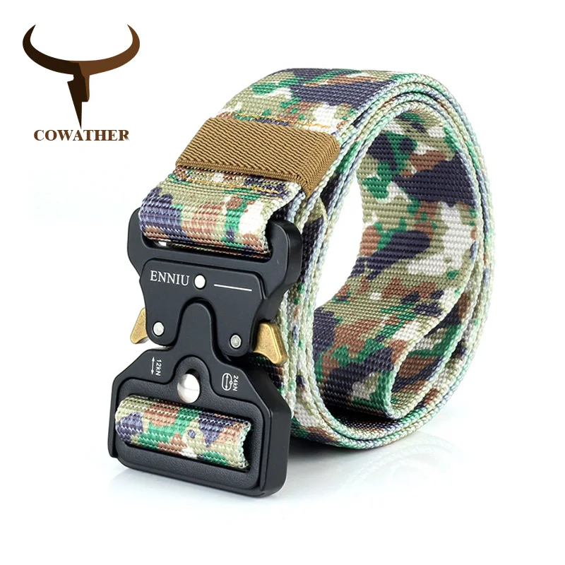 COWATHER nylon belt luxury men belts military outdoor tactical male strap jeans waistband new belt for men fashion metal buckle