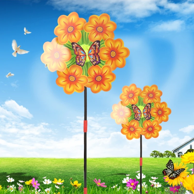 Цветочная ветряная мельница, ветряная вертушка, Вертушка для домашнего сада, двора, украшения для детских игрушек, Новое поступление, ветряная вертушка