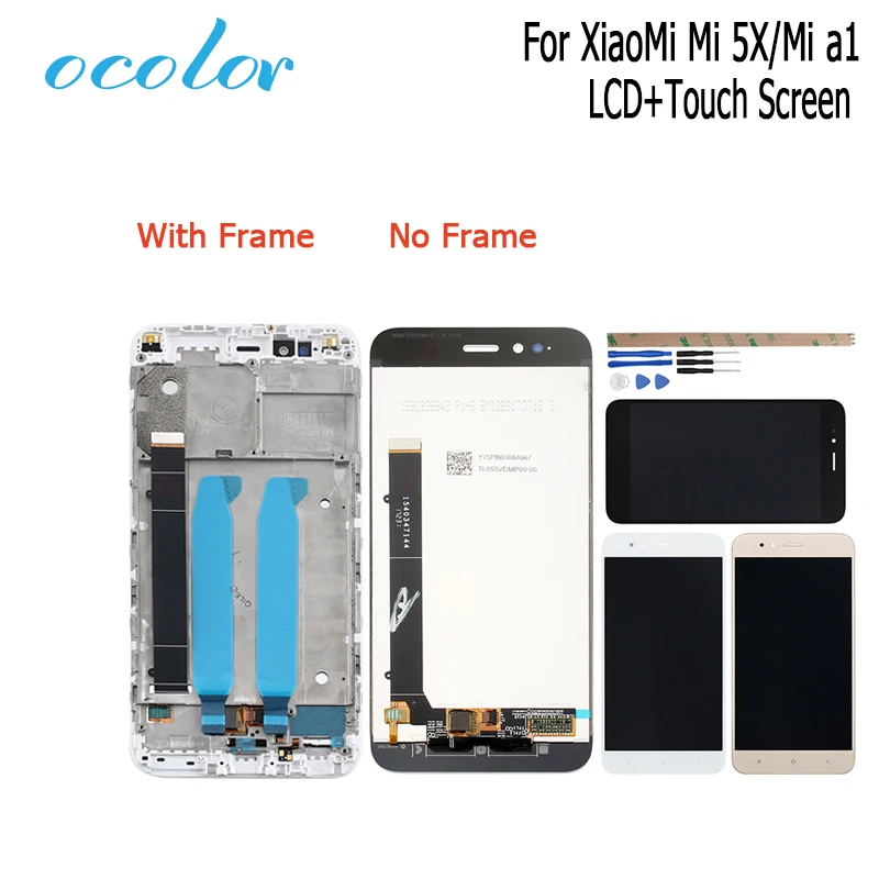 

ocolor For XiaoMi Mi 5X Mi A1 LCD Display and Touch Screen +Frame 5.5'' Assembly Replacement + Tools+Adhesive For XiaoMi Mi 5X