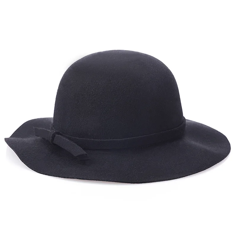 Женская войлочная винтажная 100% шерстяная шляпа Fedora Bowknot Trilby Дерби котелок топ шляпа шляпка для церкви
