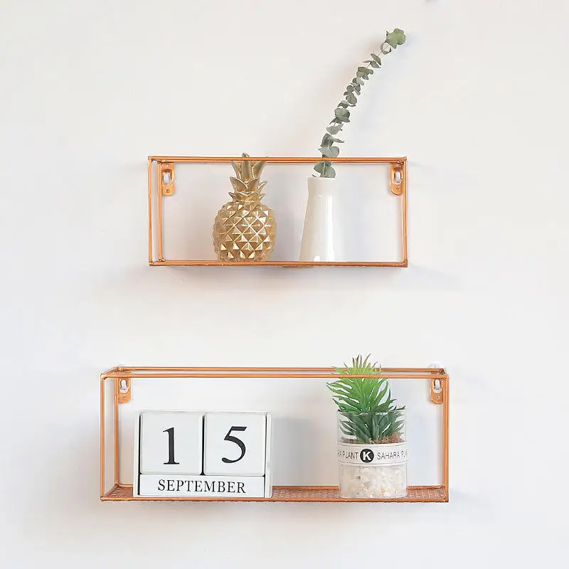 

Metal Grid Wall Mounted Hanging Storage Shelf Rack Photo Book Bonsai Sundries Holder Space Saving Bedroom Living Room Decoration