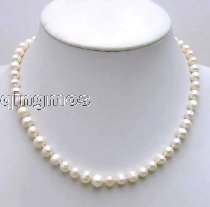 

SALE Super Luster 7-8MM White Natural Freshwater PEARL 17" NECKLACE -5613 Free shipping Free shipping