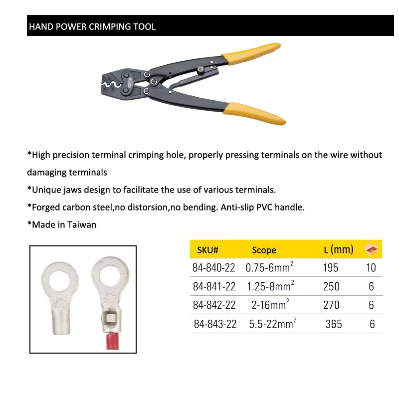84-840 hand power crimping tool size