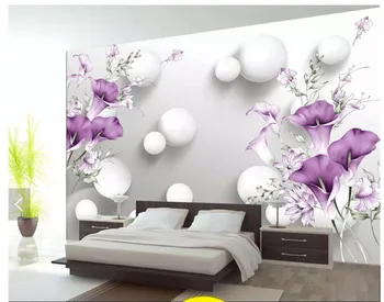

Custom photo wallpaper for walls 3 d murals Hand painted purple lotus flower beautiful fresh 3D background wall paper home decor