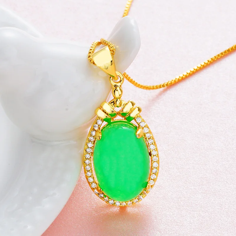 

Water drop Shaped Stone Pendant Box Chain Yellow Gold Filled Vintage Retro Women's Necklace collar para mujer