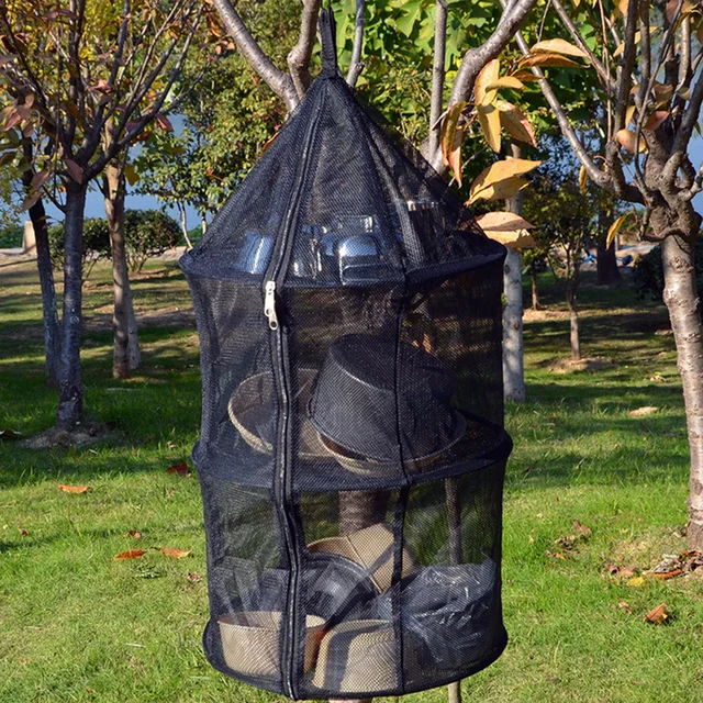 Portable Camping Dry Net Folding 3 Layer Hanging Mesh Foods Dish