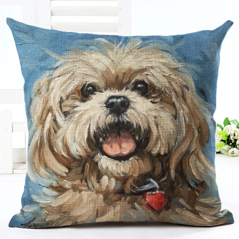 

Oil Animals Printed Linen Cotton Square 45x45cm Home Decor Houseware Throw Pillow Cushion Cojines Almohadas