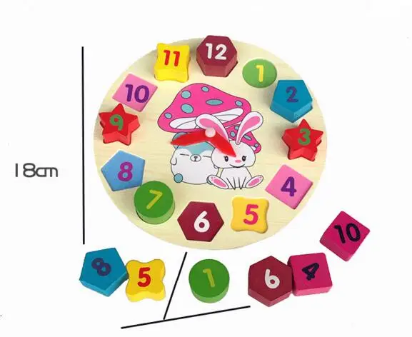 Детские Обучающие деревянные игрушки-головоломки, деревянная цифровая Геометрическая часовая головоломка, геометрические Складные Игрушки GYH