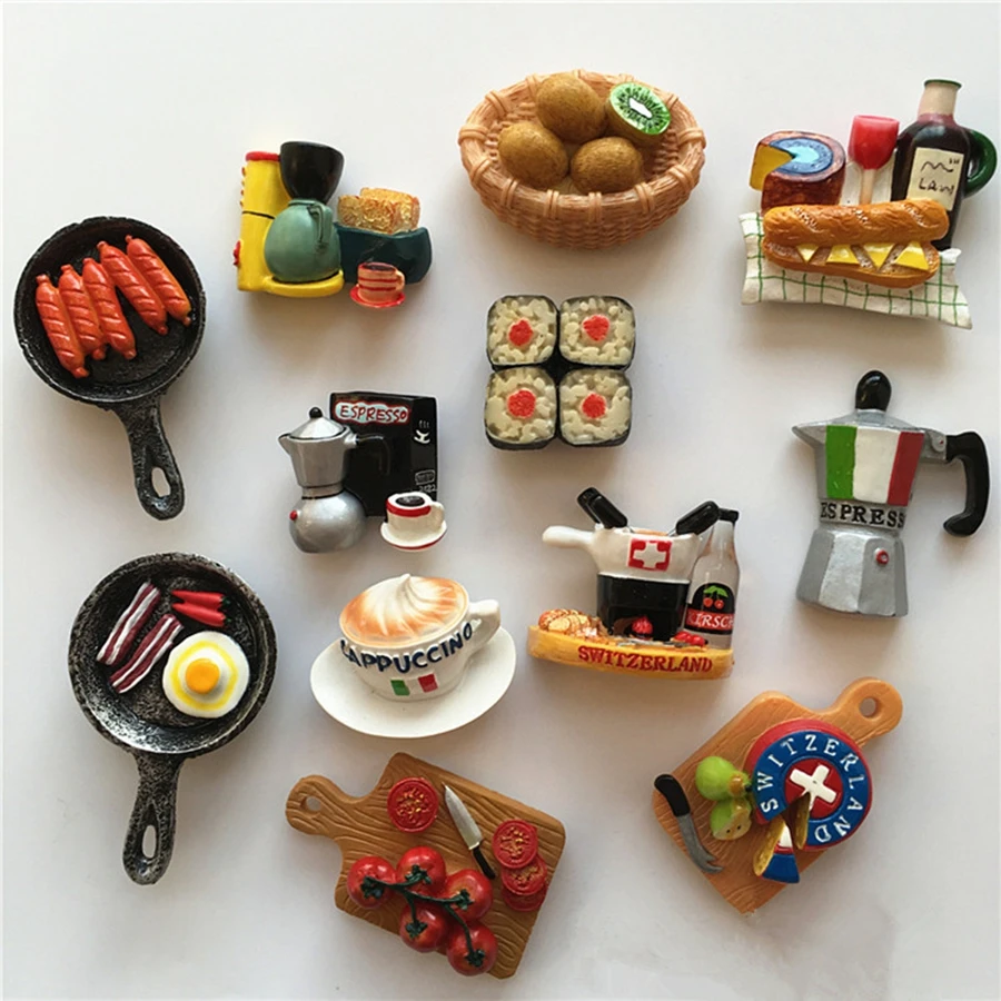 

Simulation Of Creative Hand-painted Resin Coffee Machine Pan 3D Fridge Magnets Home Decortion Refrigerator Magnetic Stickers
