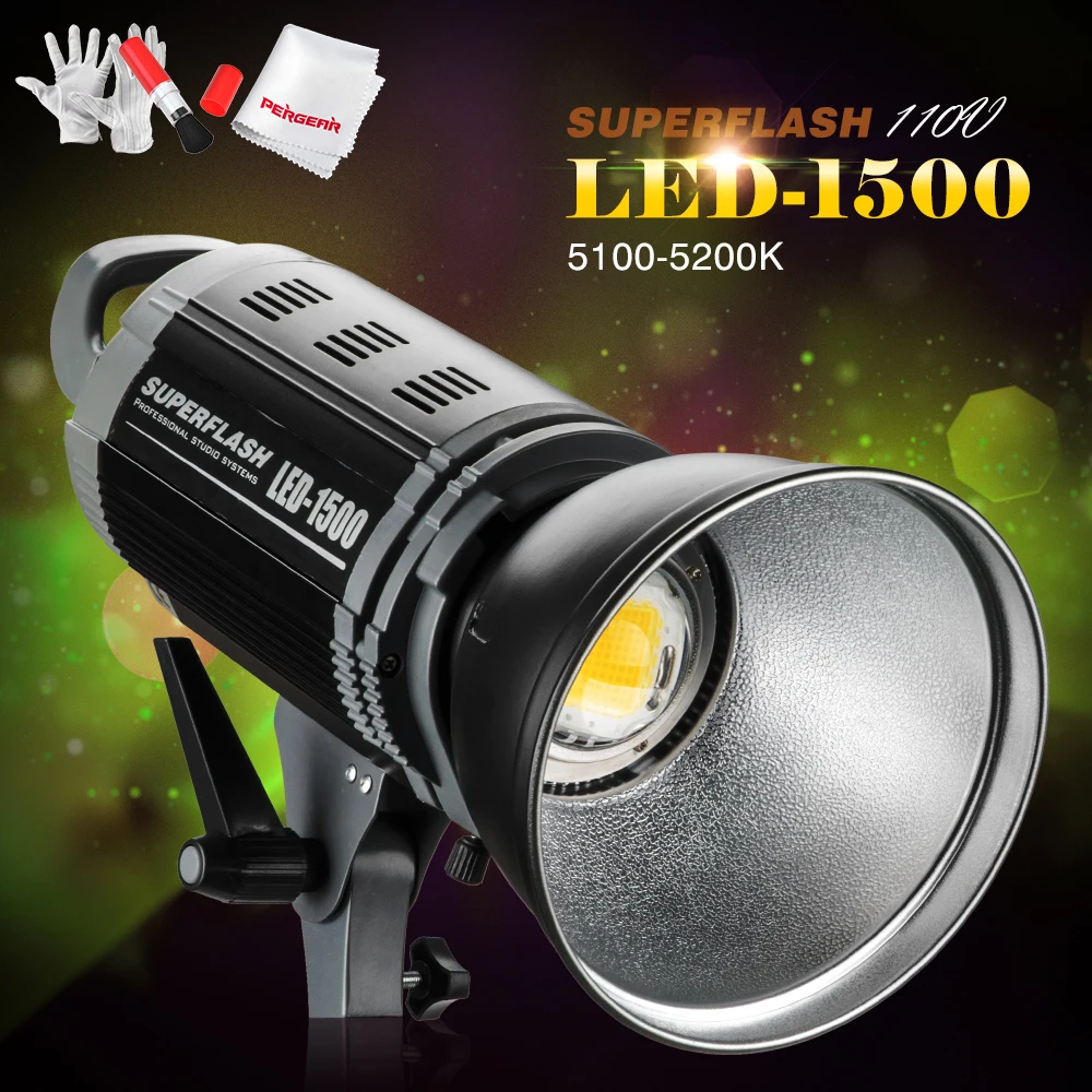 

Pergear LED-1500 Photographic Lighting 100W 110V/220V CRI 90 5100K-5200K(with Orange Filter 3200K) Photographic Led Video Light