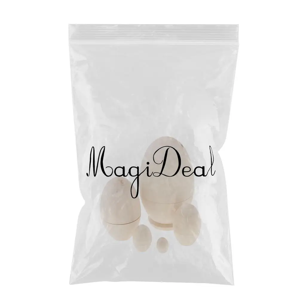 5 Pieces Unpainted Wooden Egg Russian Stacking Dolls Natural Wood Color Babushka Matryoshka Kids Birthday Gift