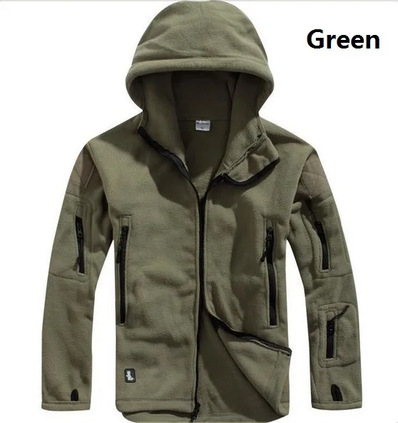 Военная Тактическая флисовая куртка для мужчин армии США Polartec ветровка мужская одежда с несколькими карманами верхняя одежда пальто с капюшоном для мужчин - Цвет: Армейский зеленый
