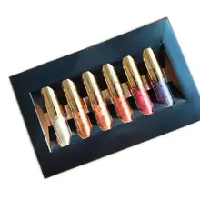 6 шт. водостойкий металлический блеск для губ Набор долговечная жидкая Мерцающая губная помада блеск для губ Набор косметический блеск для губ красота макияж