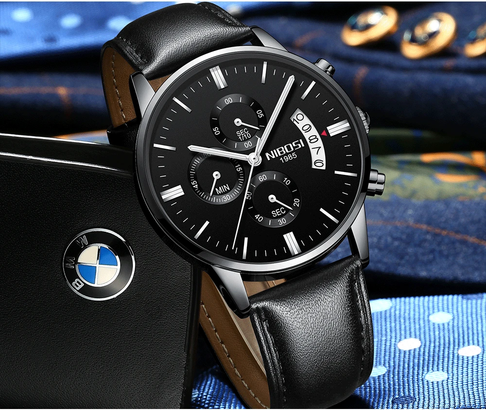 Relogio NIBOSI Watches Men Luxury Brand Wristwatches Fashionable Classic Men Watch Leather Strap Watches Waterproof Montre Homme (8)