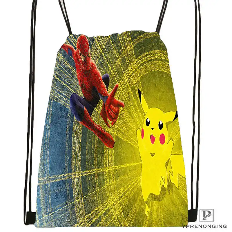 Custom Pokemon Аниме Стиль походная сумка на шнурке милый рюкзак дети ранец(черный Назад) 31x40 см#180531-02-07 - Цвет: Drawstring Backpack