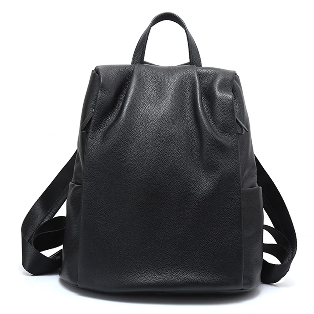 Zency черный женский рюкзак натуральная кожа практичная Дорожная сумка большой школьный ранец для девочек модный женский ранец для ноутбука - Цвет: Черный