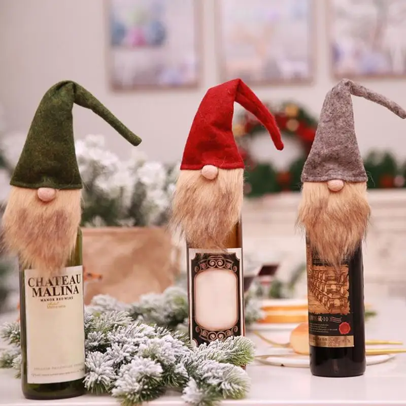 

New Christmas Bottle Wine Cover Santa Claus Red Wine Bottle Wrapper Holiday Bottle Clothes Dress Xmas Decoration Supplies