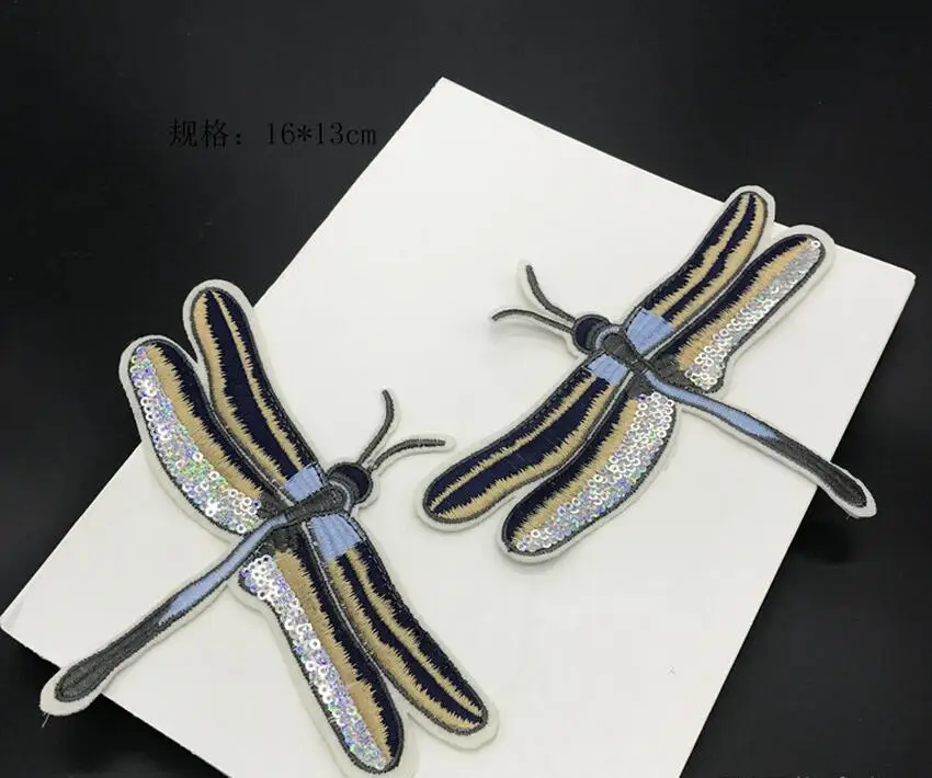

Quality 1pcs dragonfly sewing Iron on Patches for Clothing Dress Sew-On patch stickers for clothes Applique Embroidery Accessory
