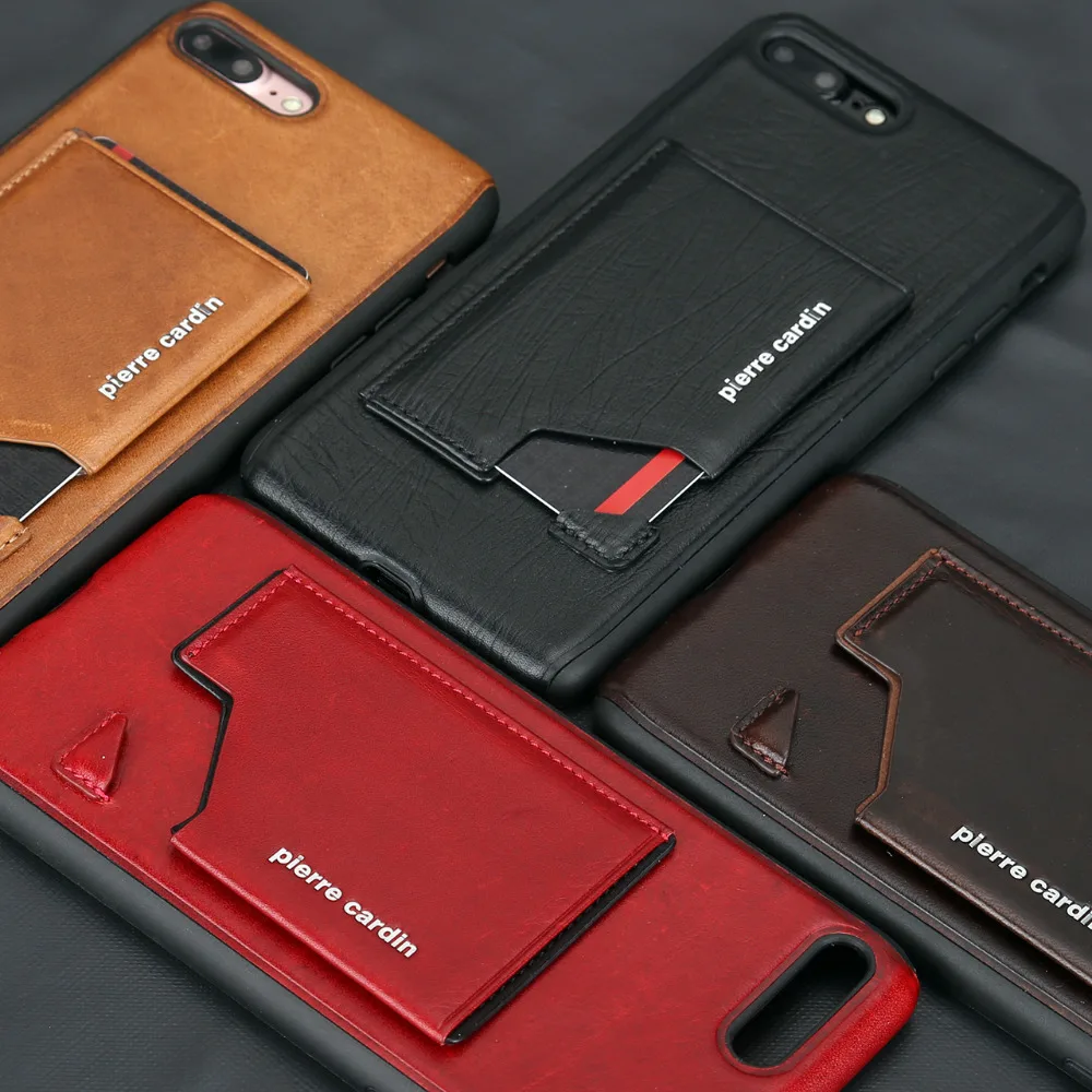Для Apple iPhone 8 8 Plus чехол для телефона Pierre Cardin чехол из натуральной кожи тонкий держатель для карт Стенд Флип кожаный Sofe задняя крышка чехол