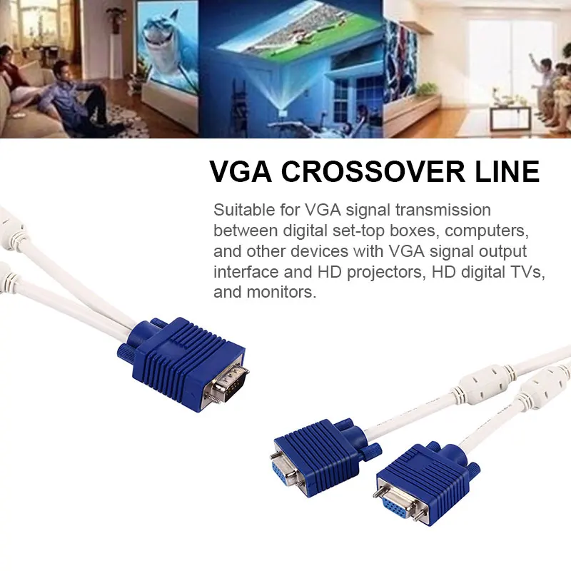 

Durable VGA Splitter Cable Conference Room 1080P SVGA Cable Full HD Universal VGA Adapter Computer