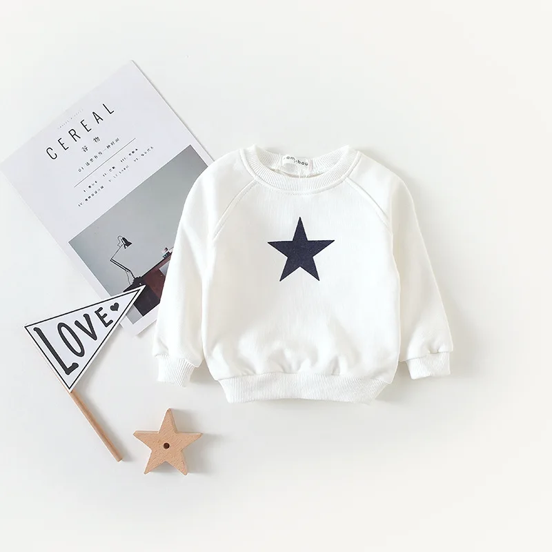 Goedkoop Kids Baby Jongens Sweatshirts Star Gedrukt Met Lange Mouwen O hals Tops Herfst T shirt Kleding kinderen Katoen Hoodies Kostuum