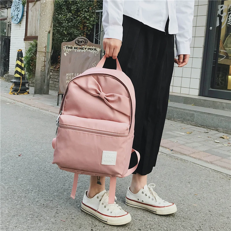 Модный дизайнерский рюкзак с бантом, женский милый стиль, легкий нейлоновый женский рюкзак, высококачественный водонепроницаемый нейлоновый школьный рюкзак