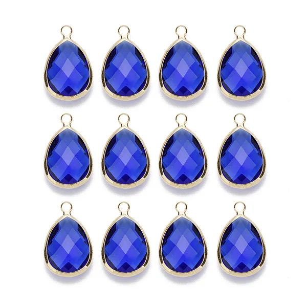 Подвески в виде капель воды, кристалл кварца, опал, голубой фиолетовый камень, подвески для ожерелья, браслетов, сделай сам, ювелирное изделие, соединители - Окраска металла: dark blue