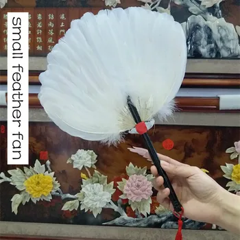 

Chinese Style Classical Craft Goose Goshawk Feather Hand Fan Fine Handmade Fan Performance Props Abanicos Para Boda
