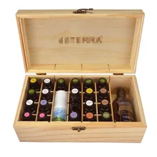 High quality Wooden Essential oil Storage Box Natural Pine Multi-grid 25 grid Removable Lipstick Glass Bottle Storage