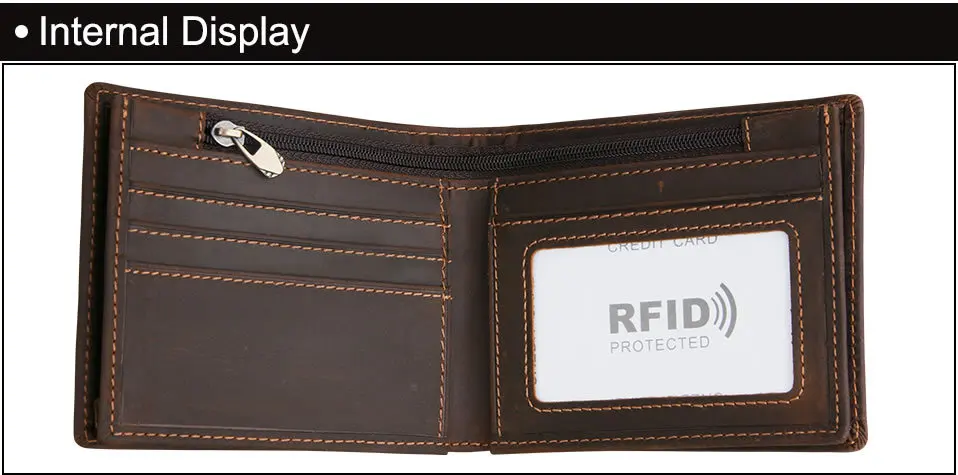 Для мужчин s Бумажник New Anti-theft кисть RFID Для мужчин бумажник CowLeather бумажник Crazy Horse кожа короткие Повседневное кошелек