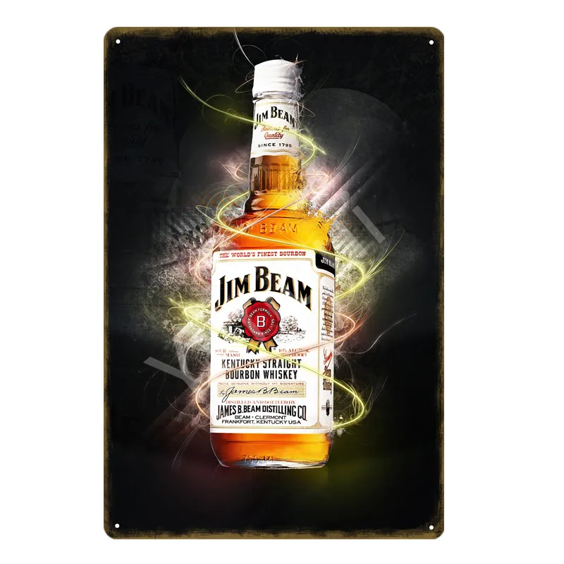 Ретро вино пиво бренд Jim Beam виски оловянные знаки черные вечерние металлические плакаты стены искусства стикеры Паб Бар Клуб домашний декор YQZ094