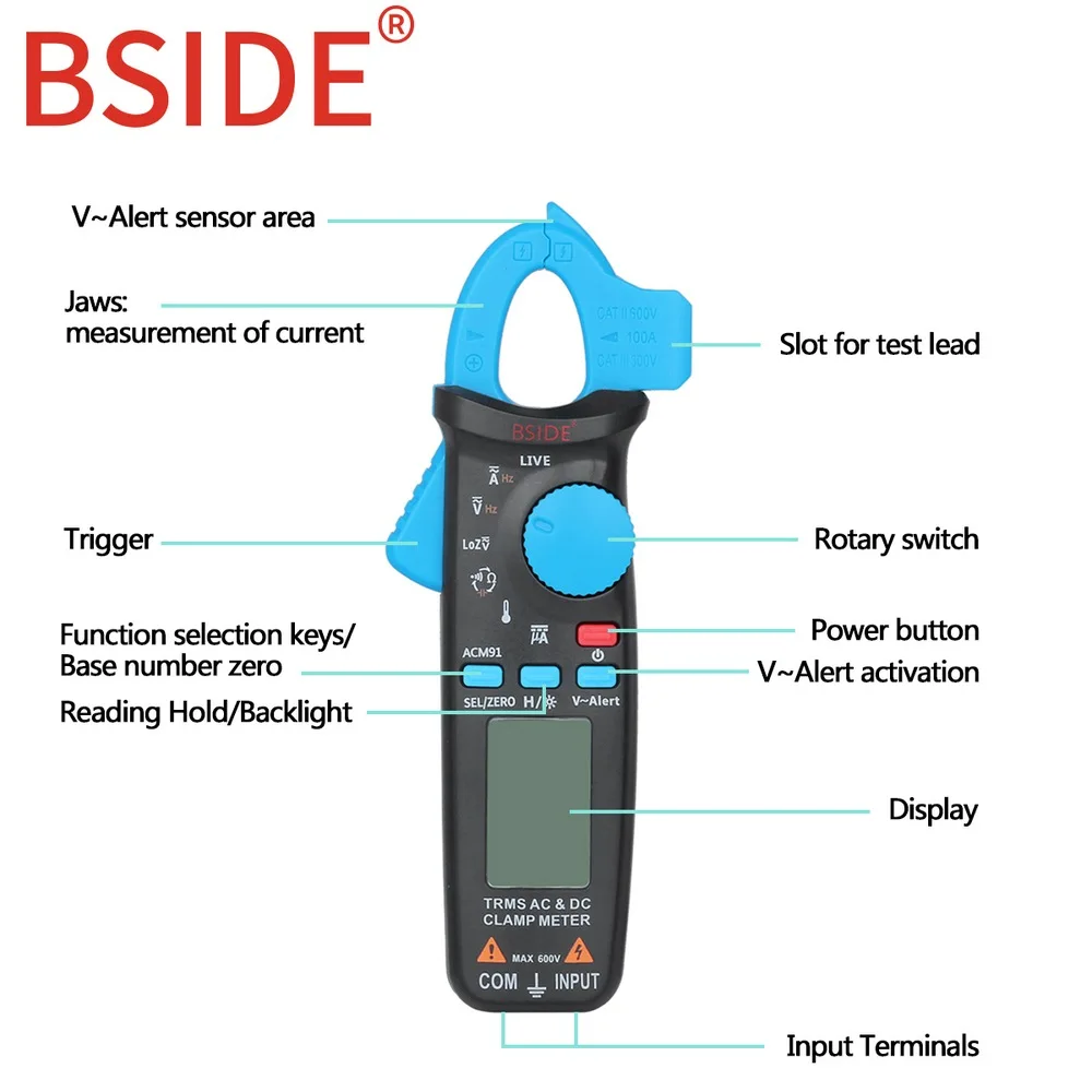 Clamp Meter DC AC Atual 100A 1mA