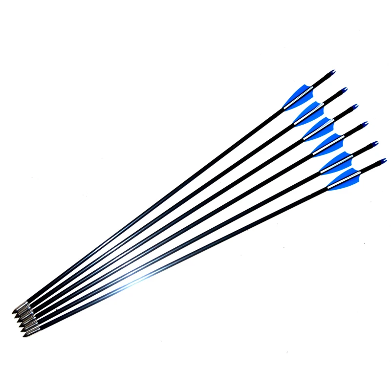 6pcs Fiberglass Arrows Recurve Compound Bow Shooting Blue Hunting