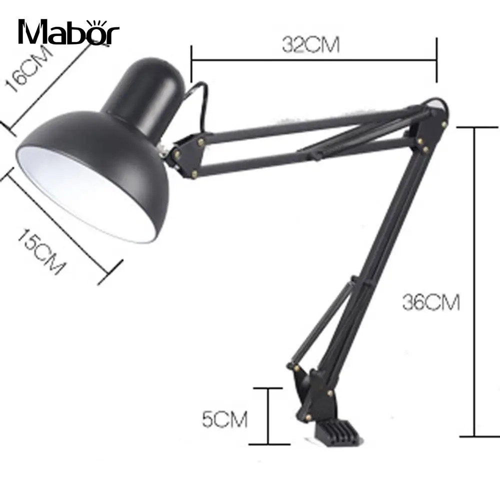 Mabor 110 V-240 V черный светодиодный гибкий поворотный кронштейн с зажимом, настольная лампа, Настольный светильник, лампа для чтения, для дома, офиса, студии, для учебы, яркая