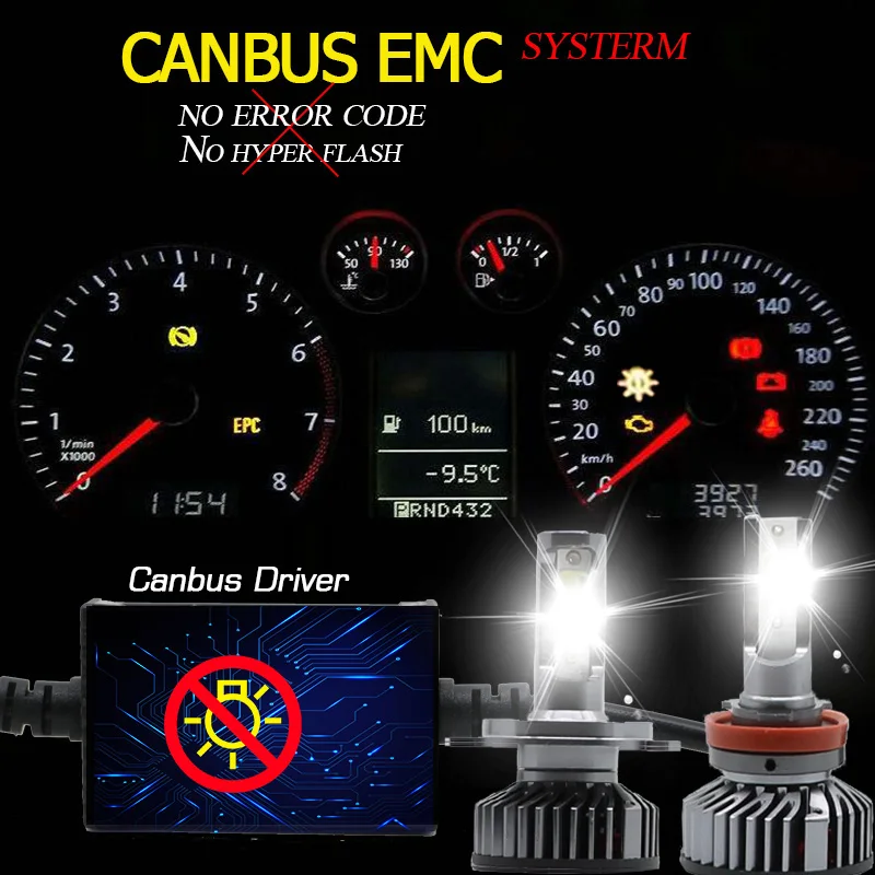 YAMYFF Canbus H7 светодиодный H4 H1 H11 головной светильник лампы H27 880 8000K Мини
