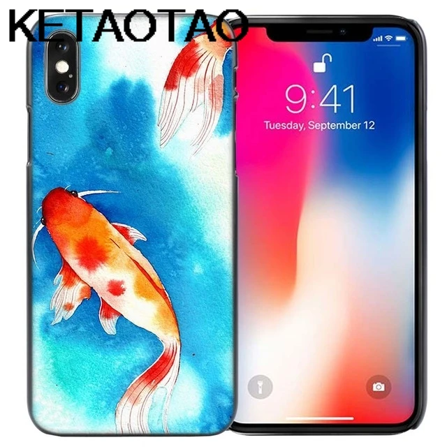 Розовый KETAOTAO китайский чехол для телефона с рыбками кои для iPhone 4S SE 5 6 5C 5S 6 s 7 8 SE X Plus XR XS Max чехол из мягкого ТПУ резины силикона - Цвет: Розовый