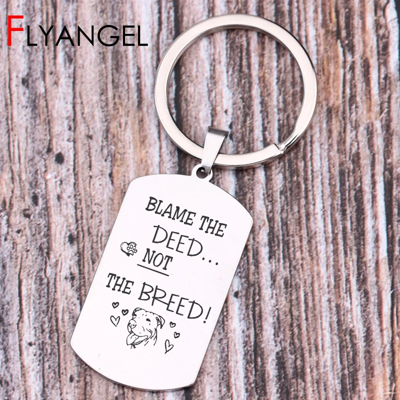 

Lovely Cartoon Dog Lettering Key Chains Engraved Blame The Deed Not The Friend Keyring High Quality Key Tag Dog Lover Key Tag