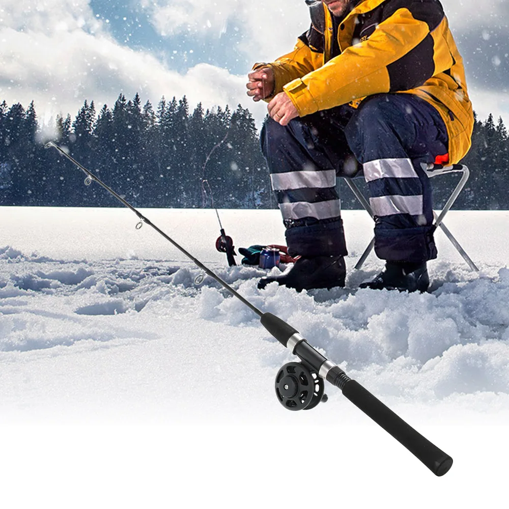 المحمولة الصيد بكرة قضيب كومبو مجموعة الجليد الصيد قضيب كيت مع 100 m خيط صنارة الصيد الصيد الاكسسوارات تعالج عدة