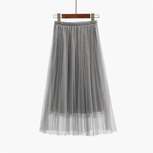 La maza/сетчатая плиссированная юбка до середины икры, женские тюлевые юбки, пикантные элегантные Лоскутные юбки для девочек, винтажная однотонная женская одежда