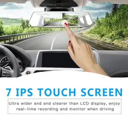 7 "ips линза для двойной камеры сенсорный экран автомобильный видеорегистратор FHD 1080 P Dashboard камера 170 градусов DVR рекордер g-сенсор парковка L1007