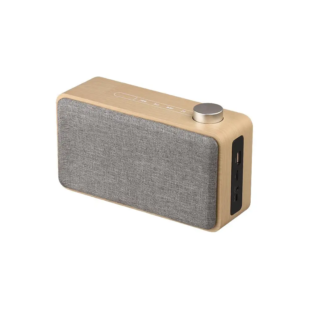 Портативный деревянный беспроводной Bluetooth динамик стерео Бас громкий динамик металлическая ручка сенсорная ткань деревянная мини Колонка