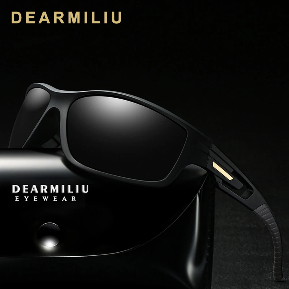 

DEARMILIU TR90 Frame Men's Sunglasses Polarized Coating Mirror Square Night Vision Sun Glasses Eyewear Accessories For Women