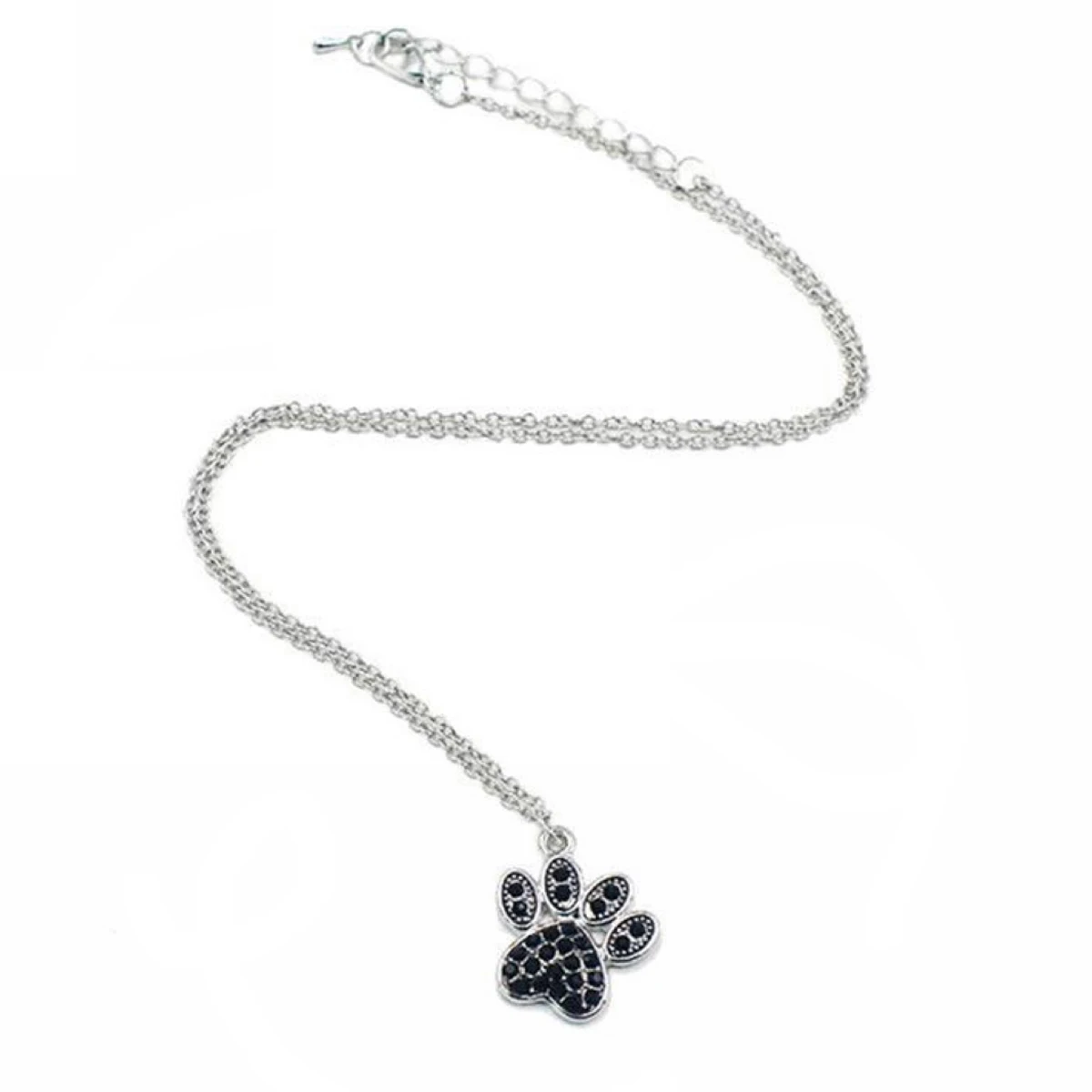 Fashion Rhinestone Chain Necklace Vintage Crystal  Dog Cat Paw Footprint Necklaces & Pendants For Women Jewelry Gift
