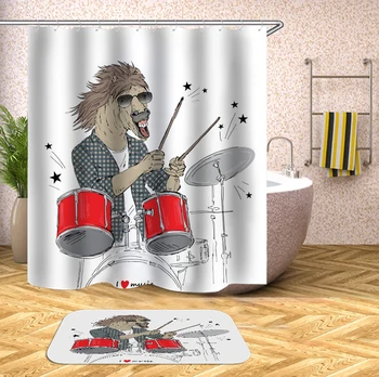 

OLOEY Animal Print Zebra Monkey Waterproof Shower Curtains+Mats Home Bathroom Curtains Polyester Fabric Cust