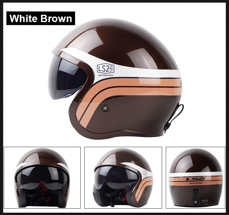 LS2 OF599 мотоциклетный шлем с открытым лицом с откидным козырьком и моющейся внутренней накладкой винтажный Ретро шлем Casco moto LS2 ECE