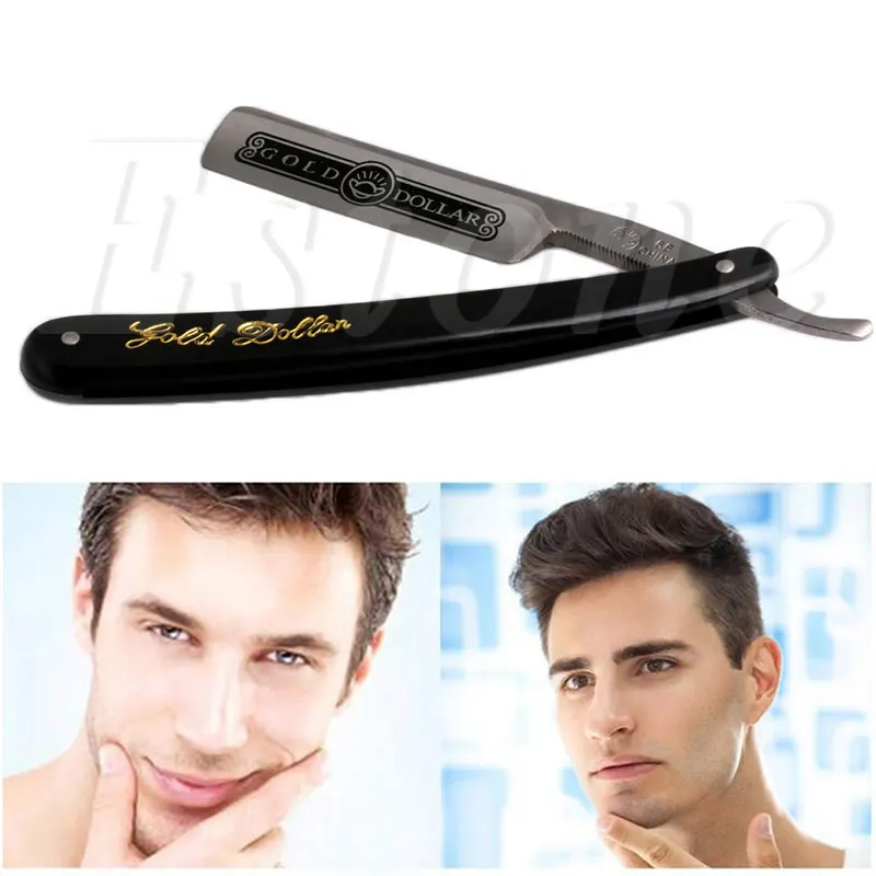 

Pro Gold Dollar Razor Folding Hair Shaving Shave Knife 66 Straight Edge Barber High Quality