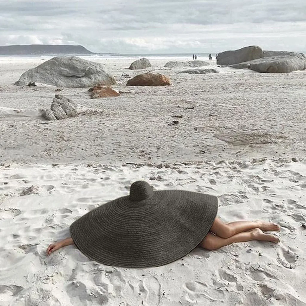 Женская модная большая пляжная шляпа от солнца с защитой от ультрафиолета, складная соломенная Кепка, негабаритная Складная пляжная шляпа от солнца