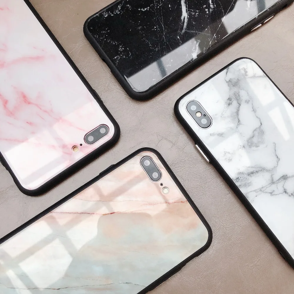 Marble Phone Case For iPhone 6s Silikon 8plus Glass Cases Coque 7 plus Marbre xs Cover Luxury Xs Max |