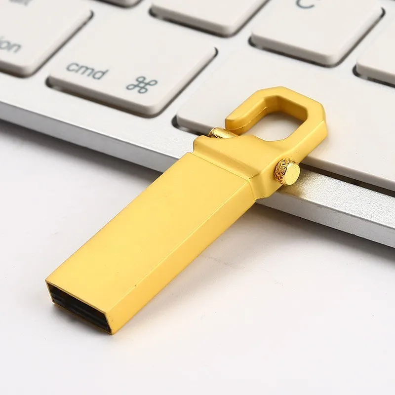 Gold New USB Flash Drive 32GB 64GB Metal High Speed USB Stick Pendrive 128GB 8GB Real Capacity Pen Drive 16GB USB Flash - Color: Gold