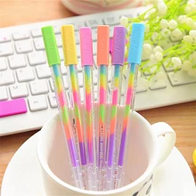 2 шт, 0,8 мм, 6 цветов, цветные чернила, гелевая ручка, фотоальбом, хайлайтер, ручка Kawaii, мягкий лайнер, сделай сам, офисные принадлежности, школьные канцелярские принадлежности